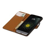 Gewaschenem Leder-Buch-Art-Fall für LG G5 Schwarz