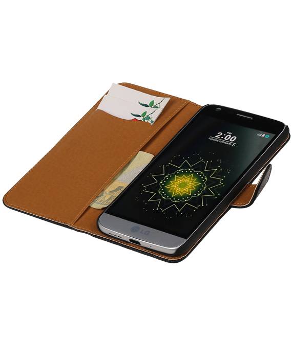 Washed Leather Bookstyle Case for LG G5 Black