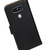 Washed Leer Bookstyle Hoes voor LG G5 Zwart