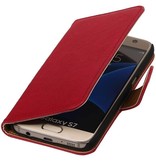 Lavé livre en cuir Style pour Galaxy S7 G930F Rose