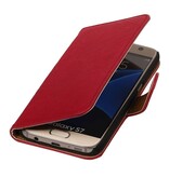 Vasket Læder Book Style Taske til Galaxy S7 G930F Pink