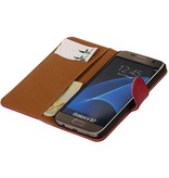 Washed Leather Bookstyle Case for Galaxy S7 G930F Pink