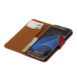 Gewaschenem Leder-Buch-Art Fall für Galaxie S7 G930F Rosa