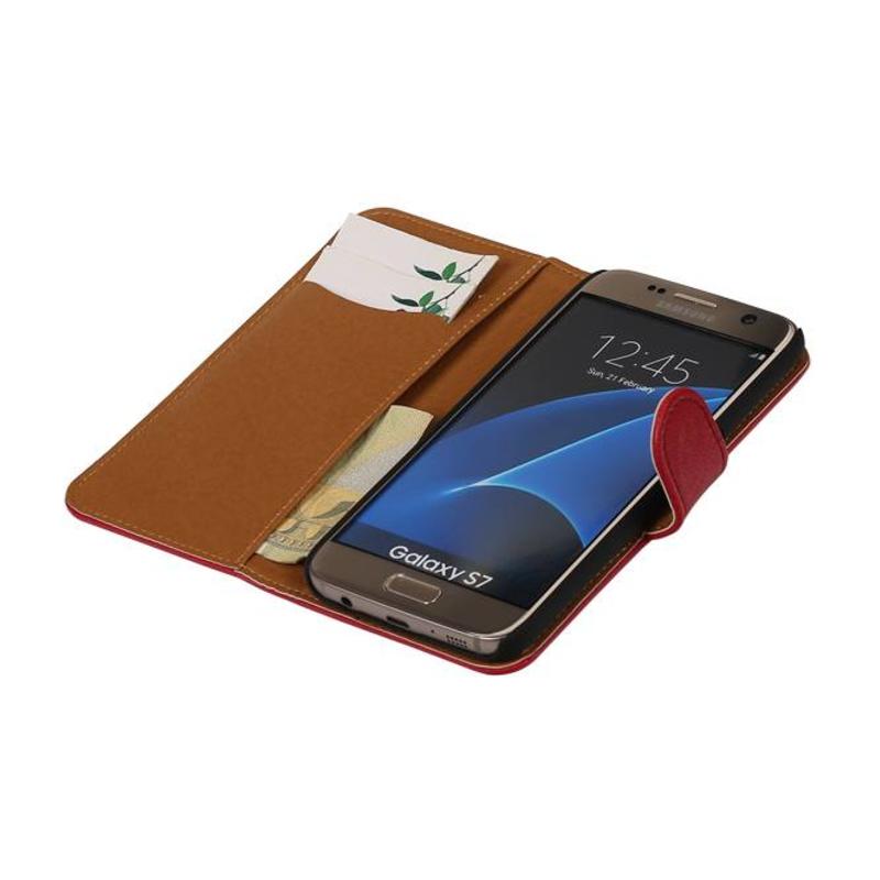 Lavato Custodia in pelle stile del libro per la galassia S7 G930F Rosa