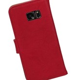 Washed Leer Bookstyle Hoes voor Galaxy S7 G930F Roze