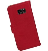 Gewaschenem Leder-Buch-Art Fall für Galaxie S7 G930F Rosa