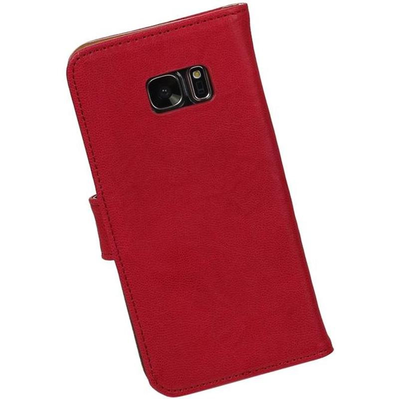 Gewaschenem Leder-Buch-Art Fall für Galaxie S7 G930F Rosa