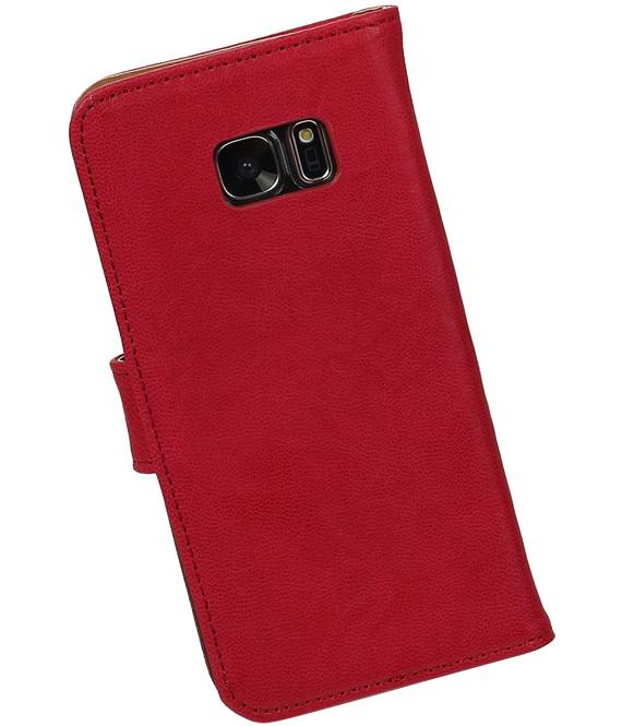 Washed Leer Bookstyle Hoes voor Galaxy S7 G930F Roze