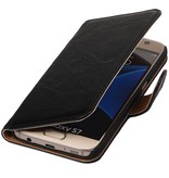 Washed Leer Bookstyle Hoes voor Galaxy S6 G920F Zwart