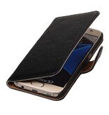 Washed Leer Bookstyle Hoes voor Galaxy S6 G920F Zwart