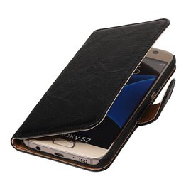 Lavé livre en cuir Style pour Galaxy S6 G920F Noir