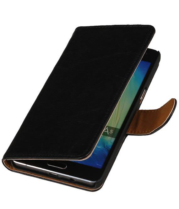 Vasket Læder Book Style Taske til iPhone 6 Black