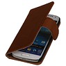 Vasket Læder Book Style Taske til Huawei Ascend G700 Brown