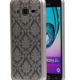 TPU Paleis 3D Back Cover for Galaxy J3 Pro Zilver