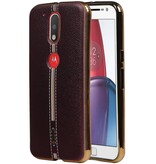 M-Case Læder Look TPU Taske til Moto G4 Brown