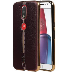 M-Case mirada del cuero de TPU para Moto G4 Brown