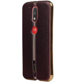 M-Case mirada del cuero de TPU para Moto G4 Brown