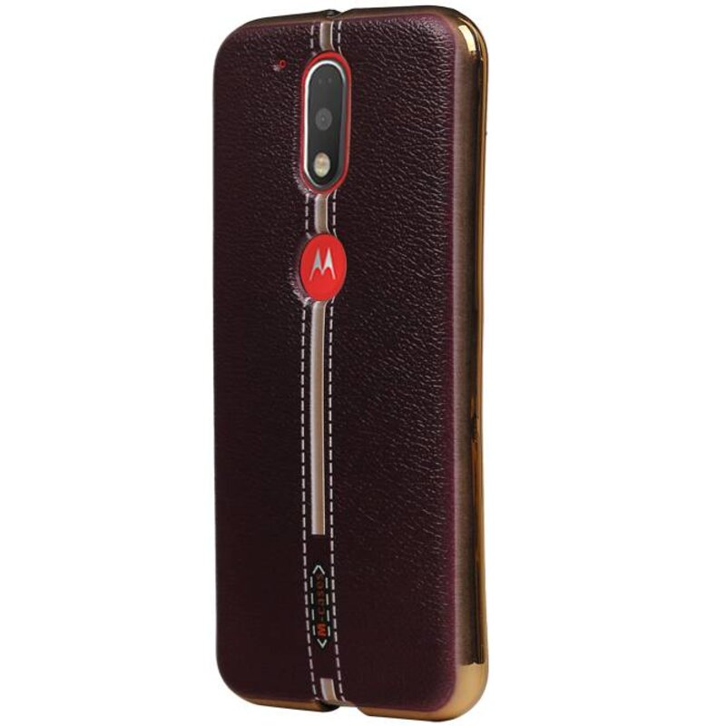 M-Case mirada del cuero de TPU para Moto G4 Brown