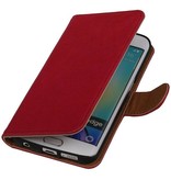 Vasket Læder Book Style Taske til Galaxy S6 Edge G925F Pink