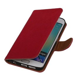 Washed Leather Bookstyle Case for Galaxy S6 Edge G925F Pink