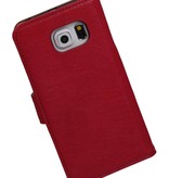 Washed Leather Bookstyle Case for Galaxy S6 Edge G925F Pink