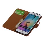 Vasket Læder Book Style Taske til Galaxy S6 Edge G925F Pink