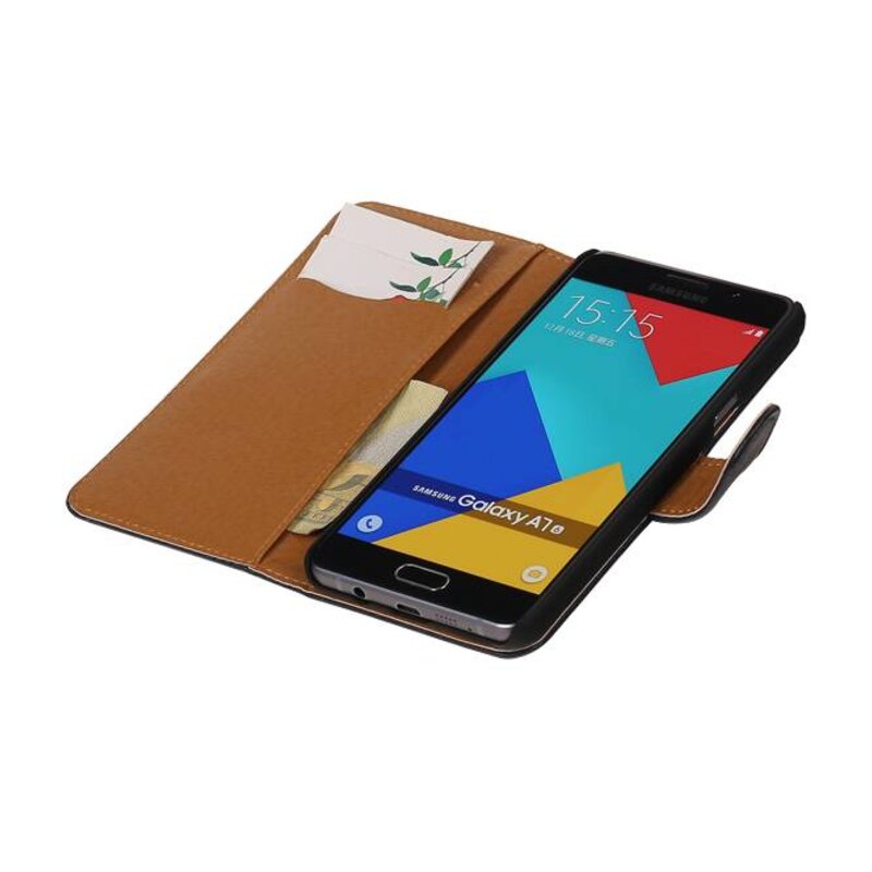 Washed Leer Bookstyle Hoes voor Galaxy A7 (2016) D. Blauw