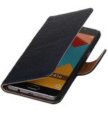 Vasket Læder Book Style Taske til Galaxy A7 (2016) D. Blå