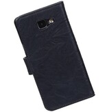 Gewaschenem Leder-Buch-Art Fall für Galaxie A7 (2016) D. Blau