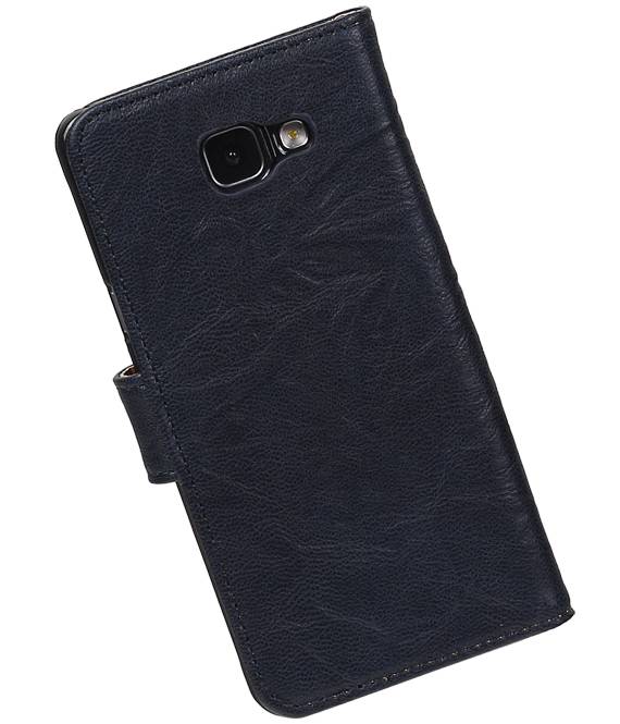 Washed Leer Bookstyle Hoes voor Galaxy A7 (2016) D. Blauw