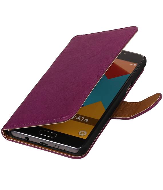 Washed Leather Bookstyle Cover for Galaxy A7 (2016) Purple