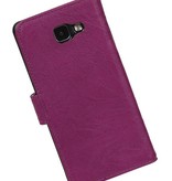 Washed Leer Bookstyle Hoes voor Galaxy A7 (2016) Paars