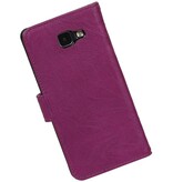 Vasket Læder Book Style Taske til Galaxy A7 (2016) Lilla