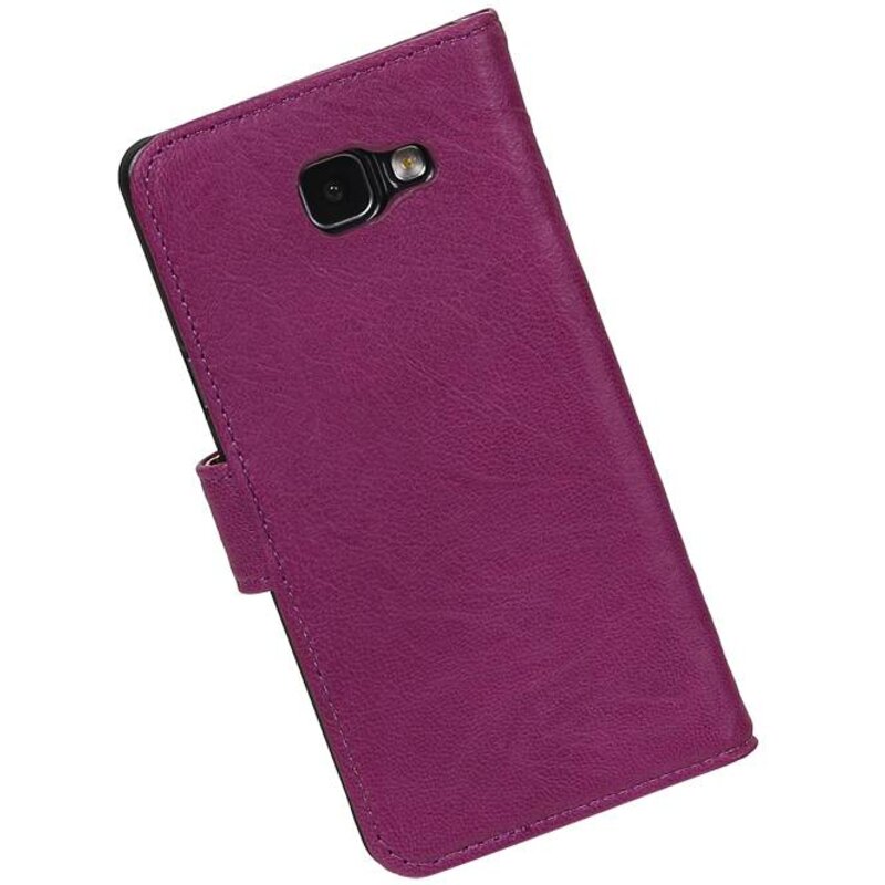 Vasket Læder Book Style Taske til Galaxy A7 (2016) Lilla