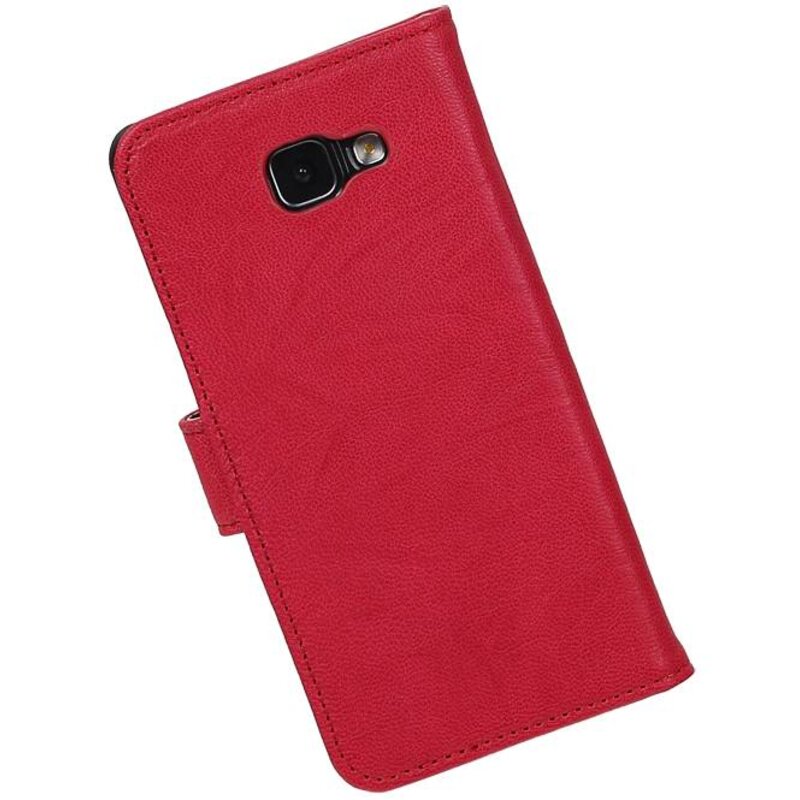 Vasket Læder Book Style Taske til Galaxy A7 (2016) Pink