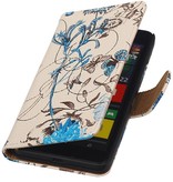 Case Style Fiori Libro per Microsoft Lumia 640 Blu