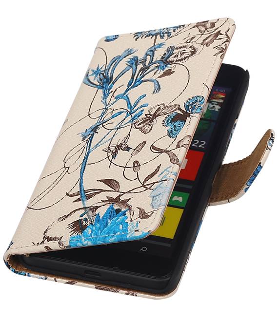 Flower Bookstyle Case for Microsoft Lumia 640 Blue