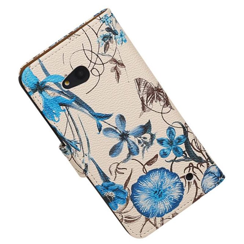 Blomster Book Style Taske til Microsoft Lumia 640 Blå