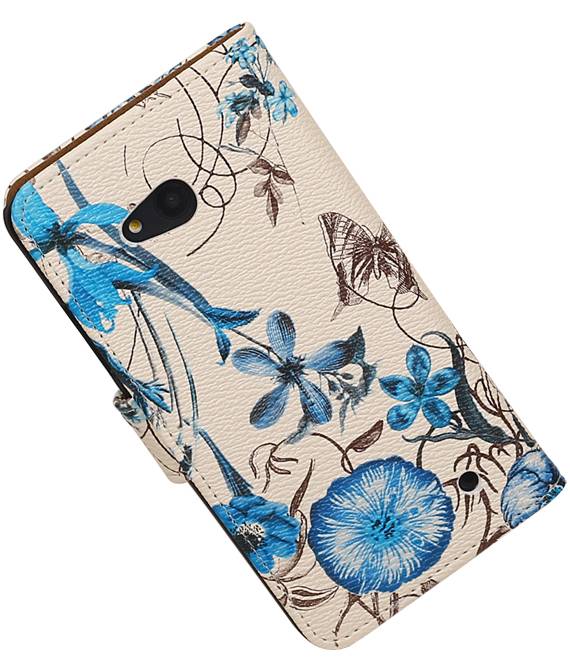 Blomster Book Style Taske til Microsoft Lumia 640 Blå