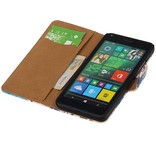 Bloemen Bookstyle Hoes voor Microsoft Lumia 640 Blauw