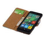 Blomster Book Style Taske til Microsoft Lumia 640 Blå