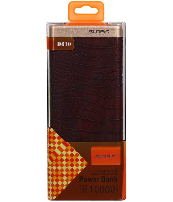 Power Bank D810 met ingebouwd iPhone kabel 10000mAh D.Bruin