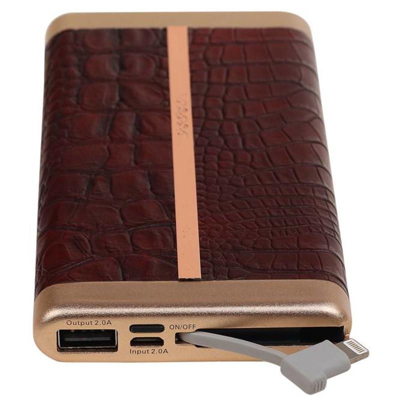 Banco de energía D810 con cable para iPhone incorporado 10000mAh D.Brown