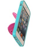 Butterfly Standing TPU Case for iPhone 5 Turquoise