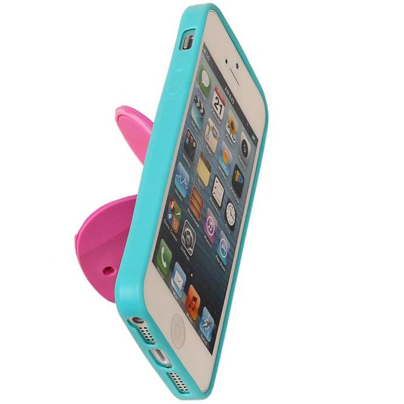 In piedi caso della farfalla TPU per iPhone 5 Turquoise