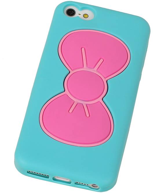 Butterfly Standing TPU Case for iPhone 5 Turquoise