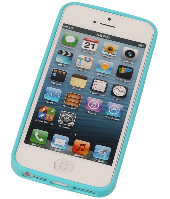 Butterfly Standing TPU Case for iPhone 5 Turquoise