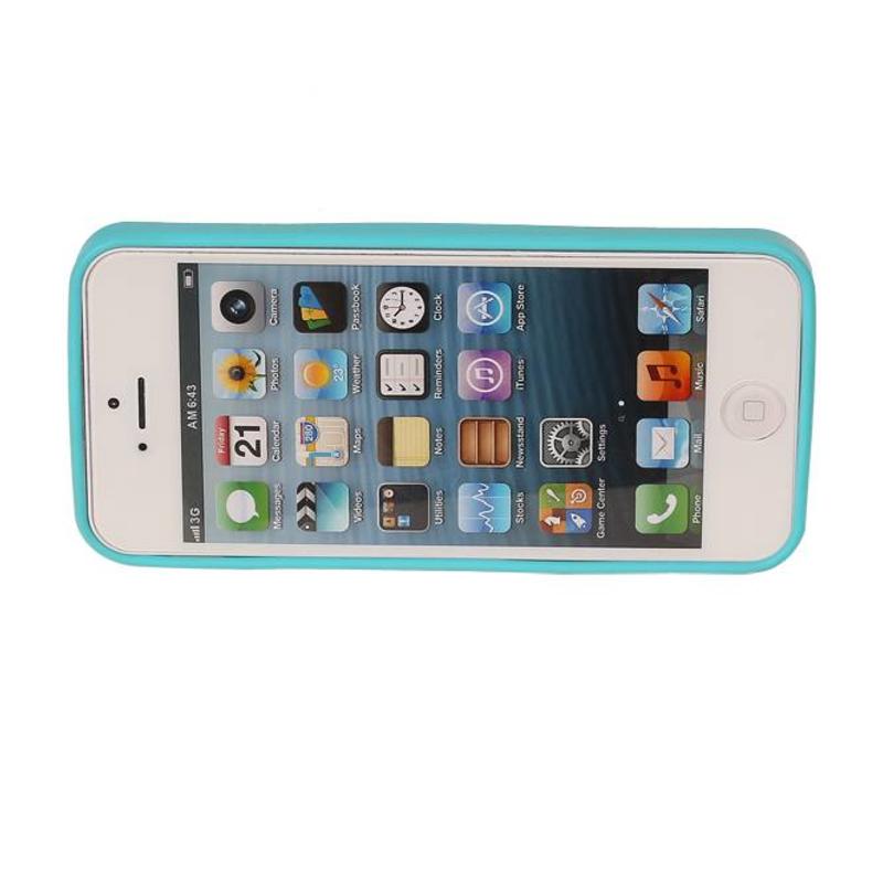 Butterfly Standing TPU Case for iPhone 5 Turquoise