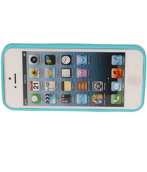 Debout cas papillon TPU pour iPhone 5 Turquoise