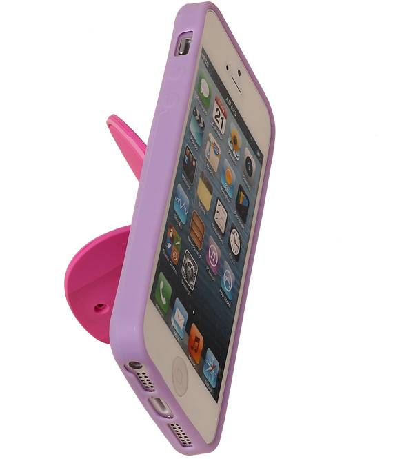 Vlinder Standing TPU Case voor iPhone 5 Paars